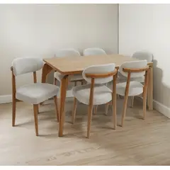 ALTO HOGAR - Juego De Comedor Atenea 6 Sillas Beige Madera Tornillo