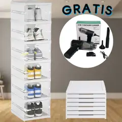 OEM - Zapatera Acrílica Plegable 6 Niveles + Regalo Mini Aspiradora 3 en 1