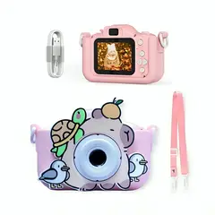 GENERICO - Mini Cámara Digital Recargable con Protector Capibara para Niñas Rosa