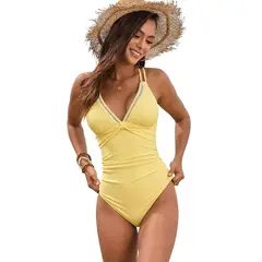 TIOZONEY - Traje de Baño Mujer-Amarillo