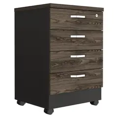 FMFURNITURE - Archivador Con Ruedas Fm-006n Negro Y Café Oscuro