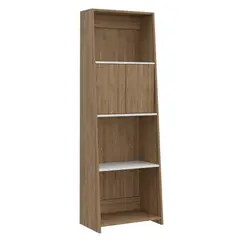 FMFURNITURE - Biblioteca 2 Puertas 4 Repisas Fm-006B Blanco Y Café Claro