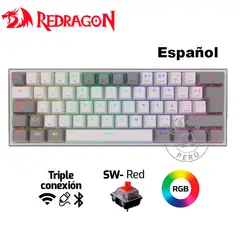 REDRAGON - Teclado Mecánico Gamer FIZZ PRO 60% RGB Wireless Español
