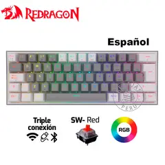 REDRAGON - Teclado Mecánico Gamer FIZZ PRO 60% RGB Wireless Español