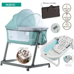 EBABY - Cuna Colecho adaptador a la cama verde y Tina pegable verde