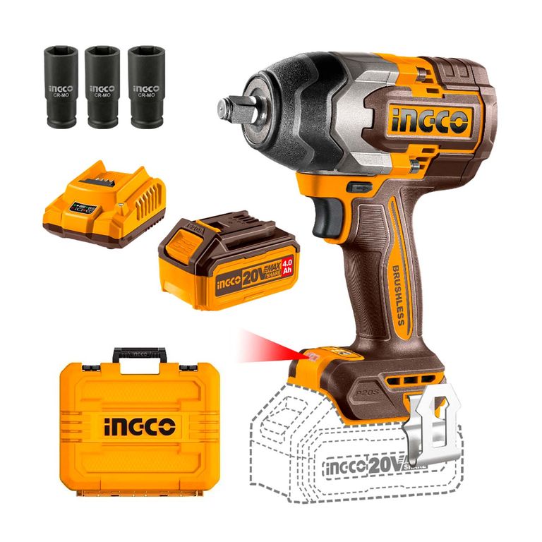 Combo De Llave De Impacto 850nm + bat 4ah Y Cargador Ingco