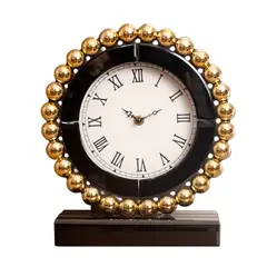 PANORAMA HOGAR - Reloj De Mesa Mdf Negro Con Esferas Doradas 28Cm