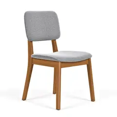 PAZART MUEBLES - PACK 2 SILLAS DE COMEDOR MADERA CLASSIC BOUCLÉ GRIS CLARO