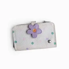 IRISABA - MONEDERO TARJETERO DE CUERO MAGNOLIA VAINILLA CON LILA