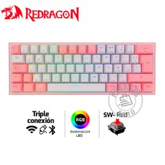 REDRAGON - Teclado Mecánico FIZZ PRO Wireless 60% RGB WhitePink