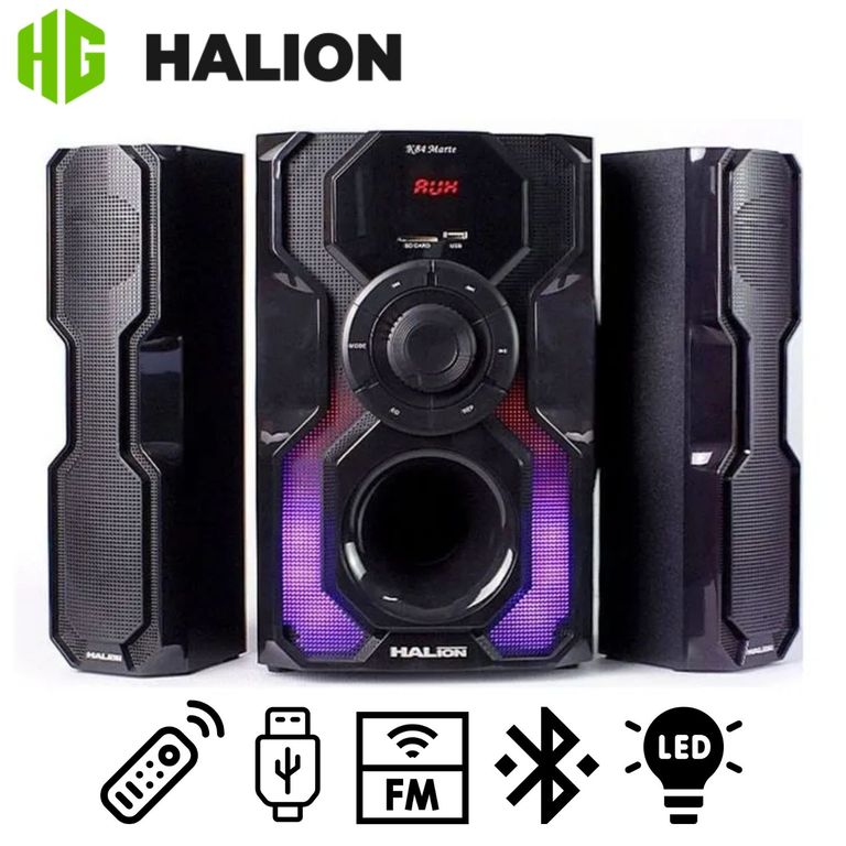 Parlante HA-K84 Marte 2.1 Bluetooth con Subwoofer 8" Luces LED