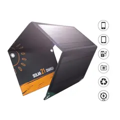 S&T - Cargador Panel Solar Plegable SPL-01 21W Impermeable 2 USB-A