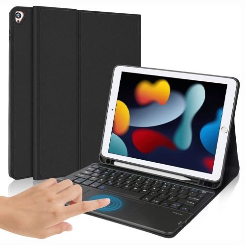 Funda Con Teclado Bluetooth Touchpad para iPad 7 /8 /9th 10. 2" -NEGRO