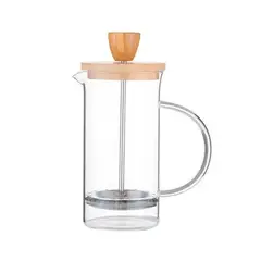 ICHIMATSU - Cafetera Francesa de vidrio borosilicato con tapa de madera 700 ml