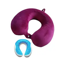 GENERICO - Collarin Almohada Viscoelástica Cuello U Gel Funda VINO