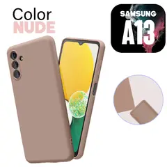 GENERICO - Silicone Case para Samsung A13 Color Nude Con Marca
