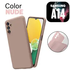 GENERICO - Silicone Case para Samsung A14 Color Nude Con Marca