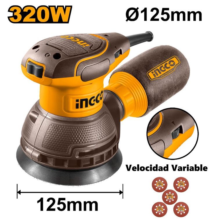 Lijadora Roto Orbital Profesional 5 320W Velocidad Variable