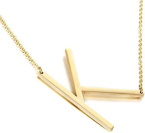 Collar con inicial en acero inoxidable K