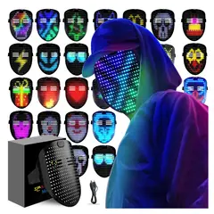 GENERICO - Máscara LED Detección gestos y sonido para Fiestas Navidad Etc +12