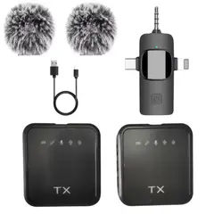 GENERICO - Micrófono Solapero Inalámbrico Dual 3 En 1 Corbatero F11-2