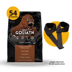 SYNTRAX - GOLIATH PROTEIN GAINER 12LB - CHOCOLATE + STRAPS GANADOR DE MASA