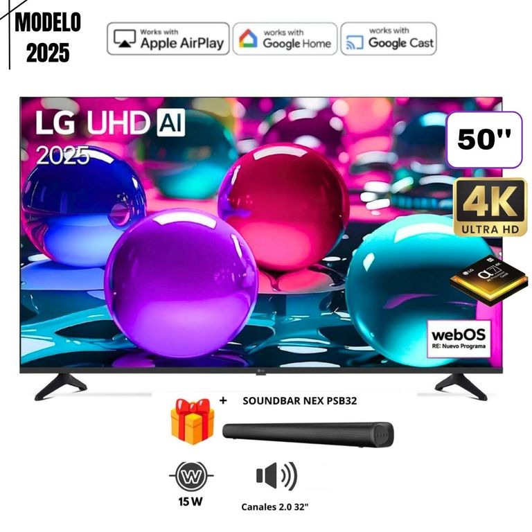 TELEVISOR 50" 50UA7300PSB UHD 4K THINQ AI 2025 + SOUNDBAR NEX