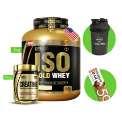 LEVEL PRO - ISO GOLD WHEY 3KG VAINILLA + CREATINA 250 GR + Regalos