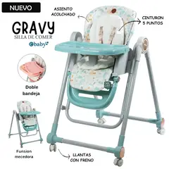 EBABY - Silla de Comer para Bebe Regulable GRAVY VERDE