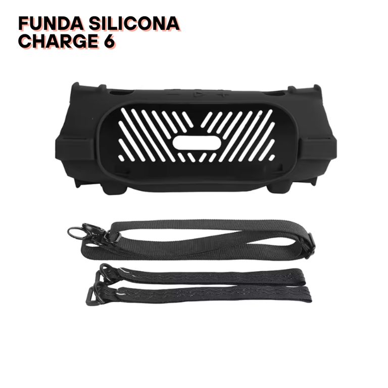 Funda de Silicona con correa para el parlante Jbl Charge 6 - Negro