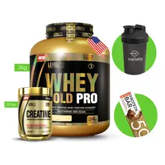 LEVEL PRO - WHEY GOLD PRO 3kg VAINILLA LP + CREATINA 250 GR + Regalos