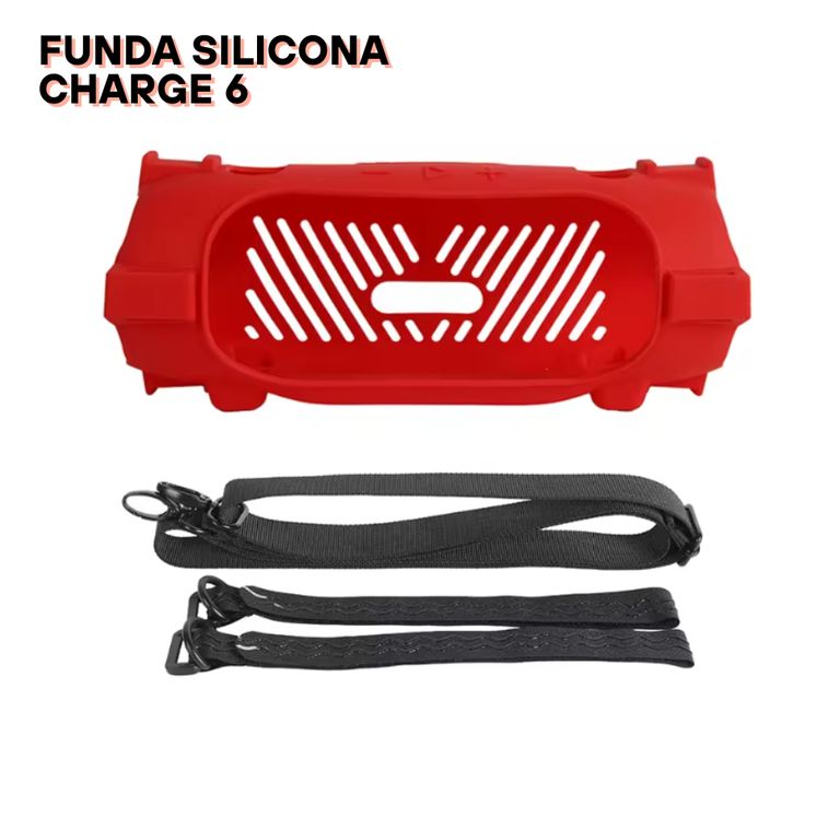 Funda de Silicona con correa para el parlante Jbl Charge 6 - Rojo