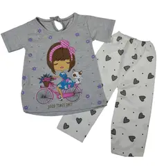 GENERICO - Conjunto pijama polo y pantalón de corazones para niñas