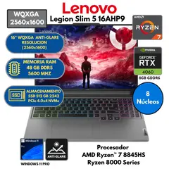 LENOVO - Laptop Legion Slim 5 AMD Ryzen 7(16AHP9) RAM 48GB SSD 512 GB 16" WQXGA Windows11