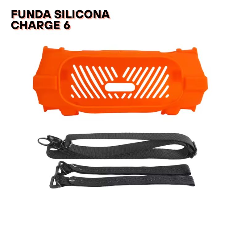 Funda de Silicona con correa para el parlante Jbl Charge 6 - Naranja