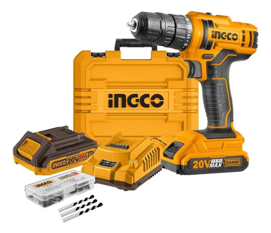 Atornillador Percutor Ina 3/8 20v+ Accesorios Ingco