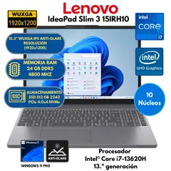 LENOVO - Laptop Intel Core i7(Slim 3 15IRH10) RAM 24 GB SSD 512 GB 15.3" WUXGA Windows 11 PRO