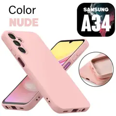 GENERICO - Silicone Case para Samsung A34 Color Nude Con Marca