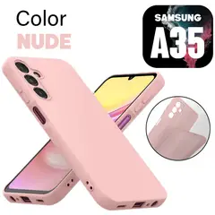 GENERICO - Silicone Case para Samsung A35 Color Nude Con Marca