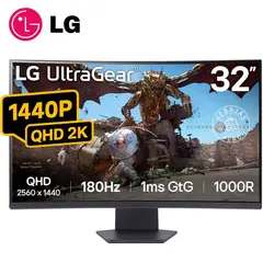 LG - Monitor UltraGear Curvo 32GS60QC-B 32” QHD 180Hz 1ms HDR10 FreeSync