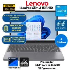 LENOVO - Laptop Intel Core i5 (IdeaPad Slim 3 15IRH10) RAM 8 GB SSD 512 GB 15.3" WUXGA Windows 11 PRO