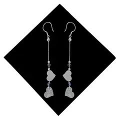 GENERICO - Aretes Largos Corazón Murano Plata 925 Regalo Mamá Novia
