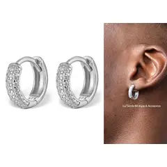 LA TIENDA 88 JOYAS Y ACCESORIOS - La Tienda 88 - Aretes Argollas Unisex Hombre Hip Hop - Blanco