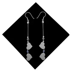 GENERICO - Aretes Largos Corazón Murano Regalo Mamá Novia Plata 925
