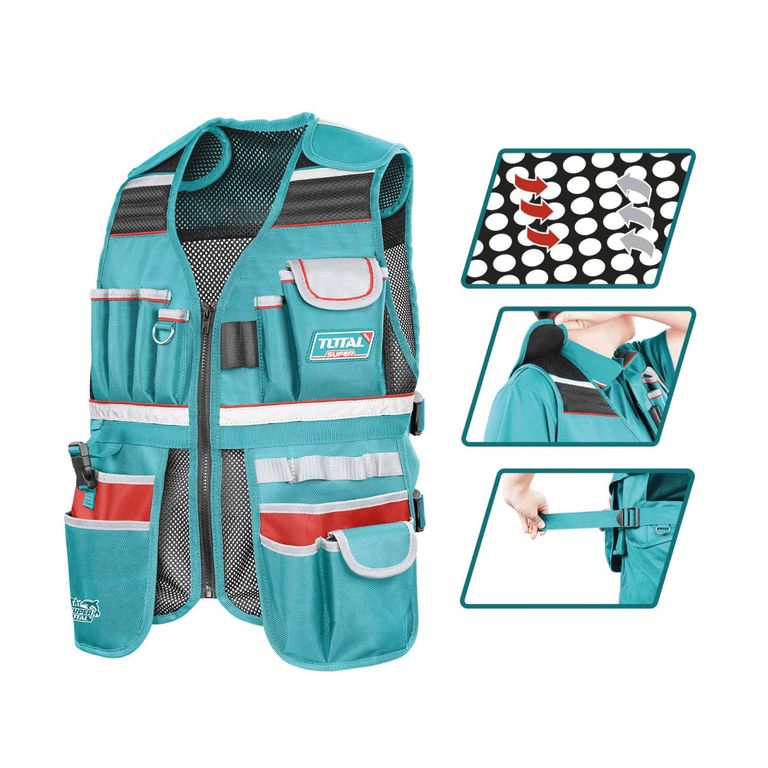 SET 4 BOLSAS DE HERRAMIENTAS CINTURON+CHALECO+BOLSO+MALETA