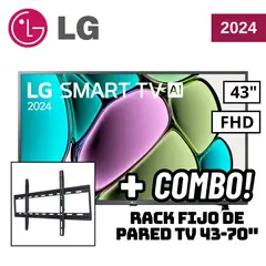 LG - TELEVISOR 43 SMART TV THINQ AI WEBOS HUB FHD LED 2024 - 43LR6000PSA + RACK FIJO