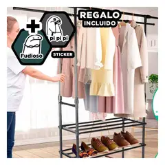 RYBIU IMPORT - Perchero con 3 Niveles de Zapatera Negro Y+Regalo Stickers