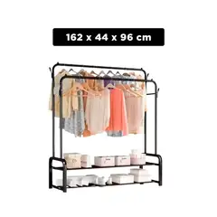 RYBIU IMPORT - Pack2 Estante Perchero Doble con 2 Niveles Inferiores Negro