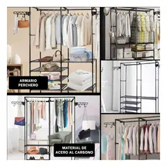 RYBIU IMPORT - Pack4 Armario con Perchas Giratorias Negro Y+Regalo Stickers