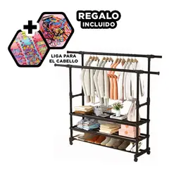 GENERICO - Ganchero Util con 3 Niveles en Tono Negro Y+Ligas de Regalo